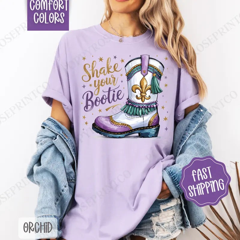 Shake Your Bootie Shirt Comfort Colors, Women's Mardi Gras Tee, Louisiana Women's Tshirt