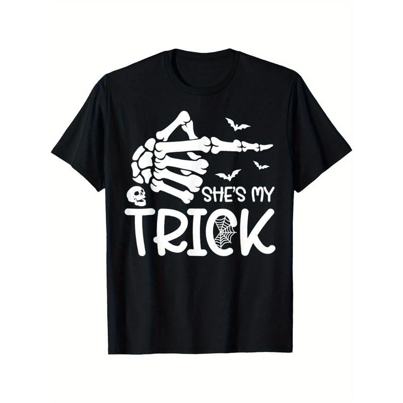 She's My Trick Skeleton Hand Halloween Costume Men's T-Shirt made in usa