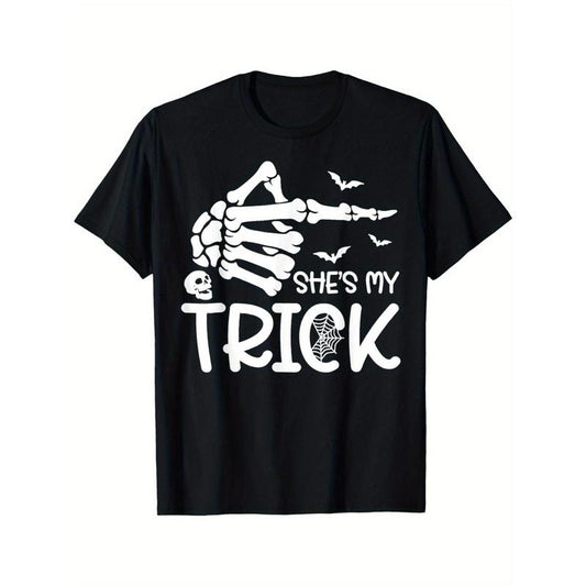 She's My Trick Skeleton Hand Halloween Costume Men's T-Shirt made in usa