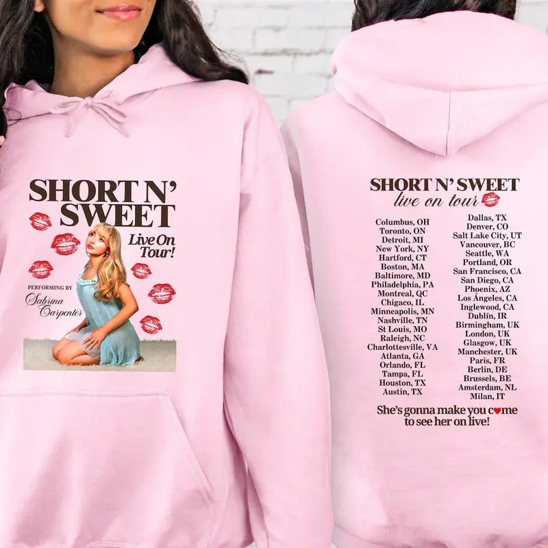 Short And Sweet Hoodie, Hoodie, Music Shirt, Singer Sweatshirt, Singer Tour Shirt, Trending Shirt