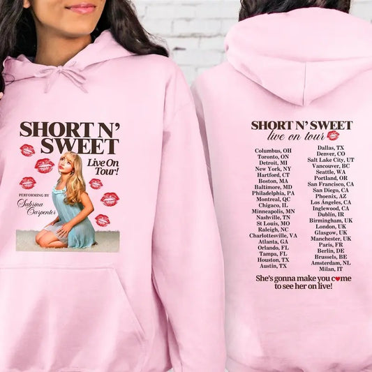 Short And Sweet Hoodie, Hoodie, Music Shirt, Singer Sweatshirt, Singer Tour Shirt, Trending Shirt