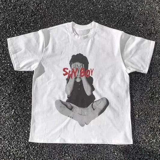Shy T-Shirt, Unisex Vintage Graphic Tees Gothic Grunge Y2k Emo Scene Amity Affliction Style Clothes  Women Streetwear