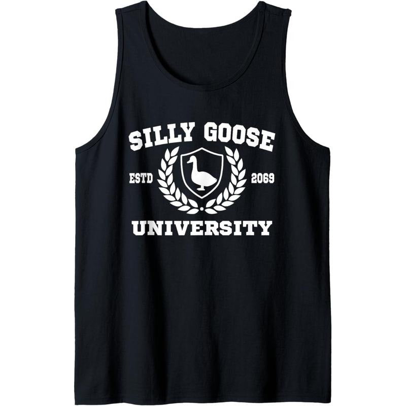 Silly Goose University Funny Meme Mens Womens Tank Top made in usa