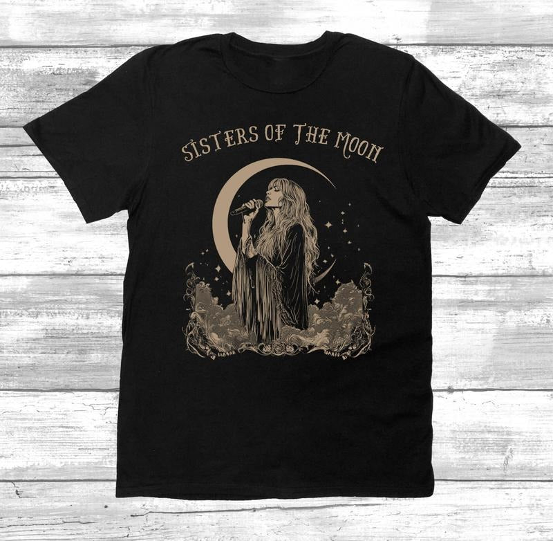 Sisters Of The Moon Stevie Nicks Tee, Bohemian Style Shirt, Moon Phases Graphic Tee, Music Lover Gift, Festival Clothing, Unisex T-shirt