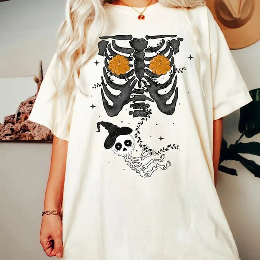 Skeleton Halloween Maternity Shirt, Funny Pregnancy Announcement Shirt 2024, Pregnant Women Costume, Fall New Mom Sweater, Mommy to Be