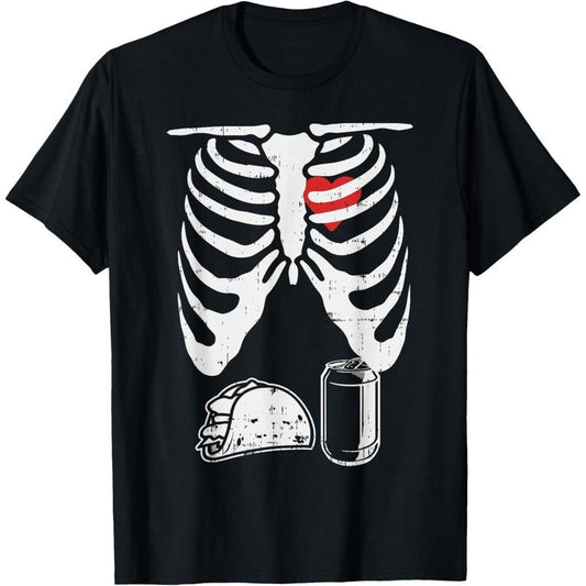 Skeleton Pregnancy Taco Beer Xray Halloween Soon Dad T-Shirt made in usa