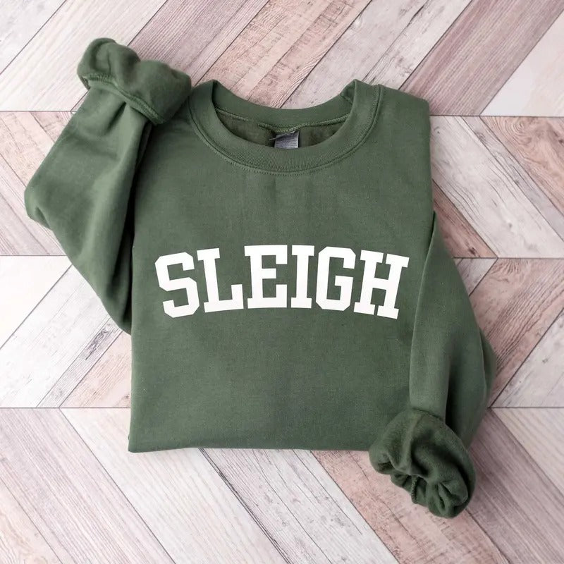Sleigh Christmas Sweatshirt, Xmas Christmas Sweater, Christmas Party Crewneck, Winter Holiday Sweater For Women, Xmas Holiday Shirt, Xmas Christmas Gift Shirt