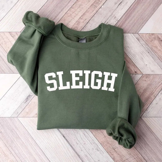 Sleigh Christmas Sweatshirt, Xmas Christmas Sweater, Christmas Party Crewneck, Winter Holiday Sweater For Women, Xmas Holiday Shirt, Xmas Christmas Gift Shirt