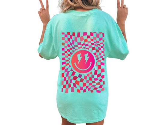 Smiley Face T Shirt, Lightning Bolt Tee, Bolt Cheerful, Hippie Boho T Shirt, Y2k Tee, Unisex T-Shirt, Gifts For Her, Short Sleeve Tee Shirt, Gifts For Birthday Fit Top