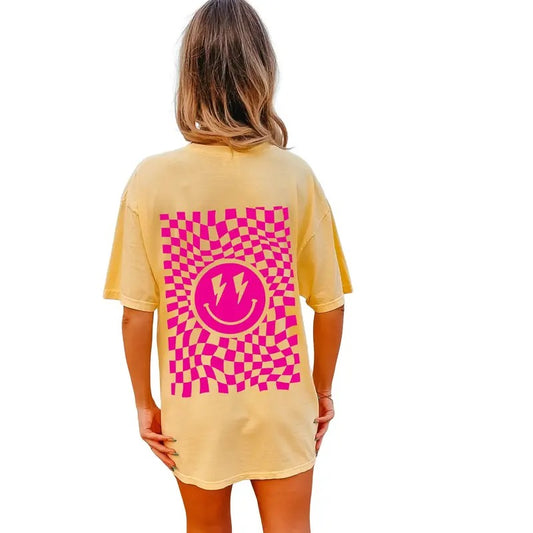 Smiley Face T Shirt, Preppy Shirt, Trendy Y2k Shirt, Lightning Bolt Tee Shirt, Smiley Face Cheerful T Shirt, Unisex T-Shirt, Gifts For Her, Short Sleeve Tee Shirt, Gifts Ideas For Women, Gifts For Birthday Fit Top