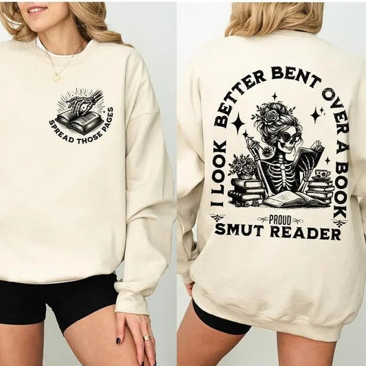 Smut Readers Sweatshirt Hoodie, Book Lover Gift For Her, Funny Reading Shirt, Spread Those Pages Spicy Reader Novelty, Funny Gift For Mom Casual Top
