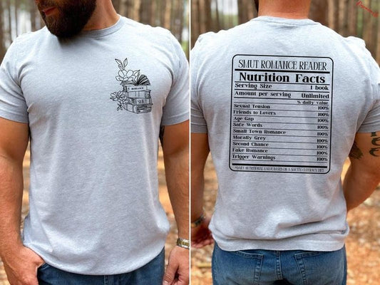Smut romance reader shirt, Funny reader shirt, Nutritional Facts Bookish, Smut Books Shirt, Smut Book Lover Gift, Spicy Books Reader