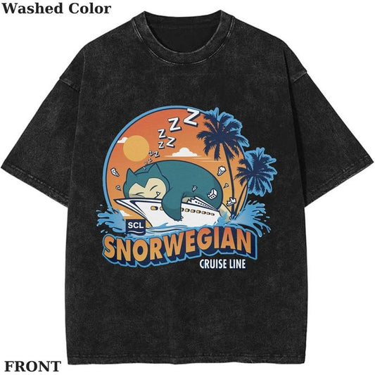 Snorwegian Cruise Line Pokemon Graphic Tee, Pokemon T-Shirt, PKM Shirt, Anime Funny Shirt, Vintage Tee Streetwear Shortsleeve Printed Womenswear Top Cotton