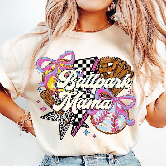 Softball Baseball Mama tshirt, Ballpark Vibes sweatshirt, Coquette Bow tshirt, Game Day T-Shirt