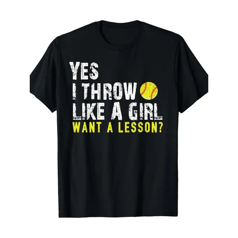 Softball For Girls Softball For Women T-Shirt 100%cotton Made in USA