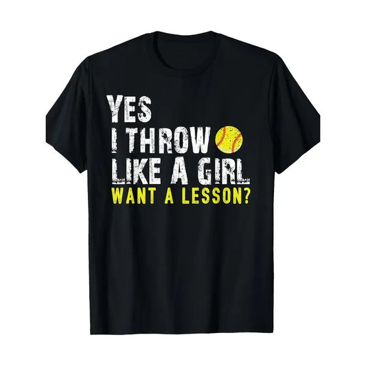 Softball For Girls Softball For Women T-Shirt 100%cotton Made in USA