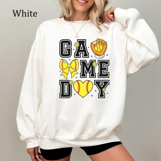 Softball Game Day Sweatshirt, Softball Mama Crewneck, Vintage Sports Graphic Tee, Cute Gift for Mom, Cozy Fleece Sweatshirt, Everyday Casual Comfort