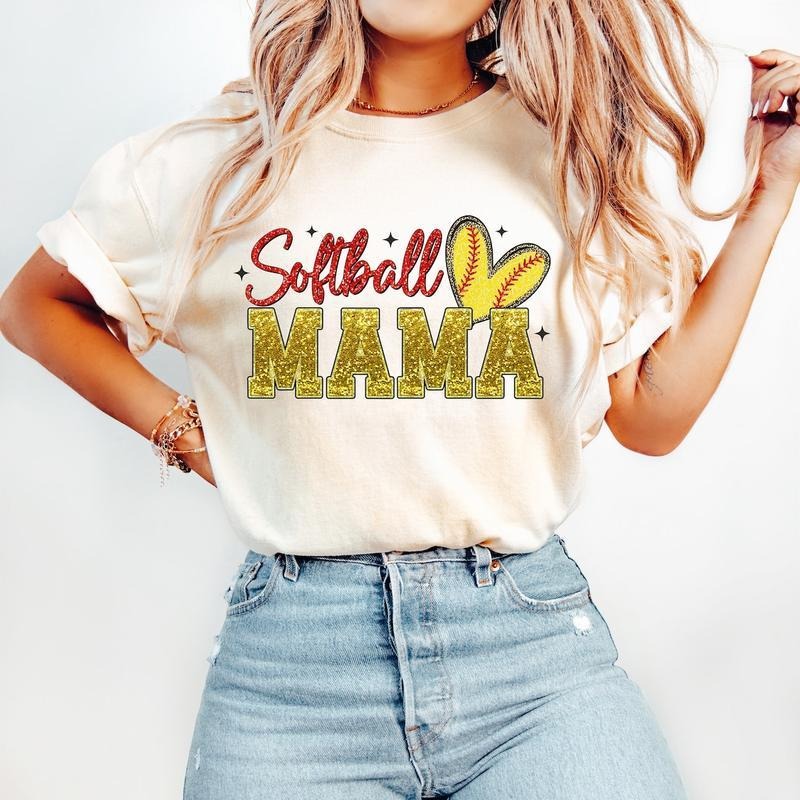 Softball Mama T-Shirt, Softball T-Shirt, Sports T-Shirt, Trendy Retro Mom T-Shirt, tshirt hot trend 2025