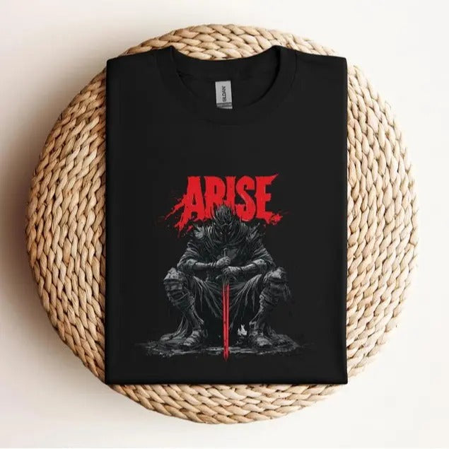 Solo Leveling "ARISE" T-Shirt - Igris Fanart - Shadow Monarch Anime Tee - Jinwoo Sung Manhwa Shirt - Dark Fantasy Gamer Merch - Unisex Tee