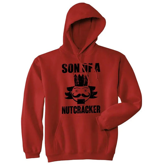 Son Of A Nutcracker Unisex Hoodie Funny Xmas Holiday Season Lovers Hooded Sweatshirt Funny Hoodies Christmas Hoodie Funny Sarcastic Pullover Novelty Sweatshirt Red - Son