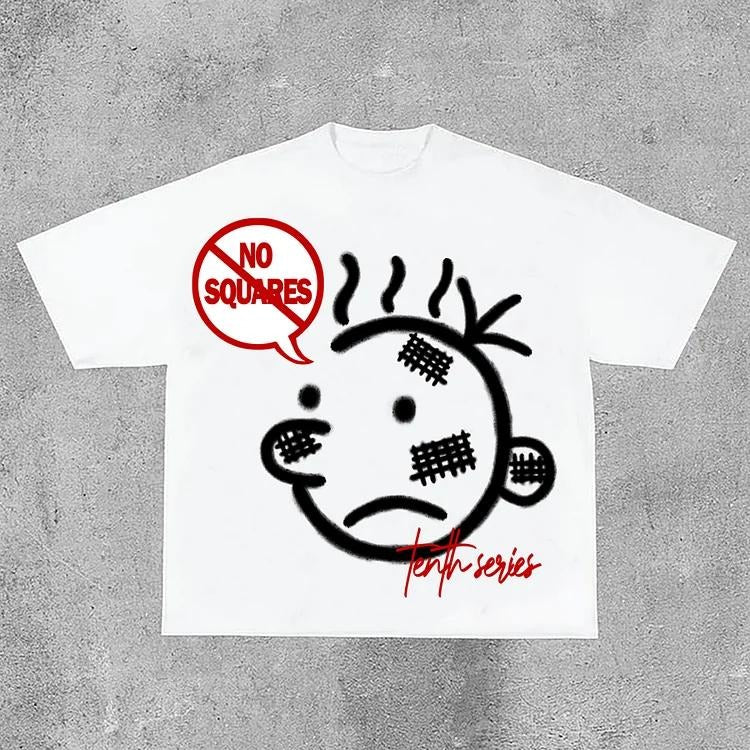 Sopula Casual No Squares Retro Street Pattern Cotton T-Shirt
