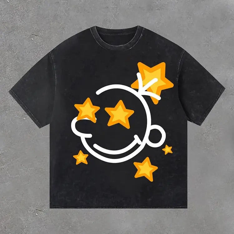 Sopula Men's Street Acid Washed Casual The Brain Explodes Print T-Shirt