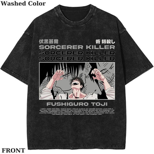 Sorcerer Killer-Toji Fushiguro Vintage Graphic Tee, Anime Jujutsu Kaisen Shirt, vintage clothing, Womenswear Cotton Top Streetwear Shortsleeve Gamis