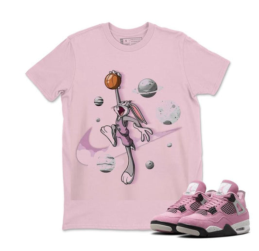 Space Bunny It Match AJ 4 Orchid Neutral Sneakers Outfits, Graphic Streetwear Y2k Cotton T-shirt