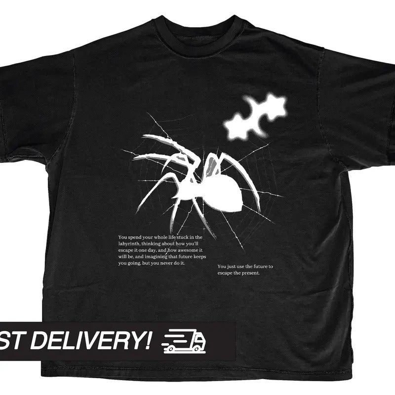 Spider Y2k Shirt, Y2k Top, Harajuku Goth Punk T-Shirt,Alternative Clothing, Y2k Graphic Shirt Menswear Underwear
