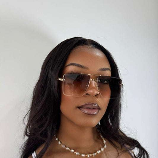 Spiked Gold Wire Trim Sunglasses - Unisex, UV Protection Lens, Rectangle Frame, Plastic Material, Star Accent, Y2K Style Design Trendy