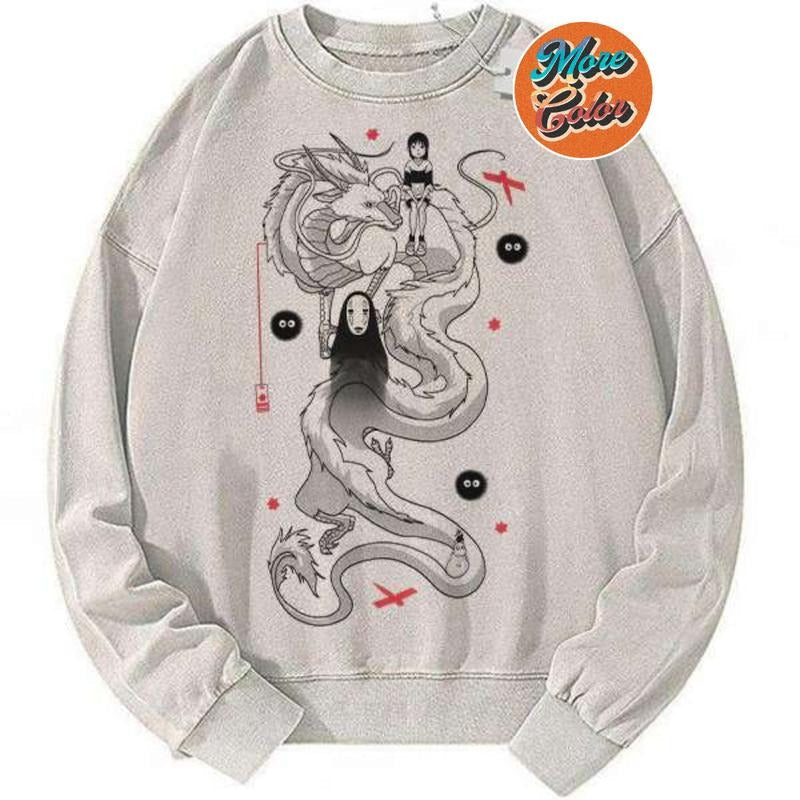 Spirited Away Studio Ghibli Anime Vintage Shirts, Cotton Unisex Sweatshirt, Crew Neck, Size S- 3XL, Menswear Top, Womenswear Top Underwear Streetwear