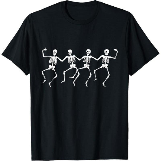 Spooky Dancing Skeletons Classic White Halloween T-Shirt T-Shirt made in usa