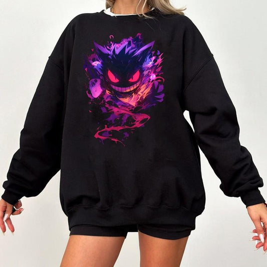 Spooky Gengar Shirt | Anime Graphic Tee | Unisex Tee | Streetwear Clothing | Japanese Art | Neon Graphic Art | Video Game Tees | Anime Shirt