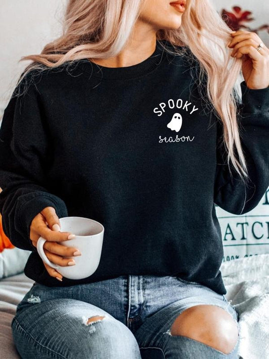 Sports hoodie, round neck sports hoodie, Halloween, ghost, black, pumpkin autumn, cute and scary, autumn sweater elite fashion
