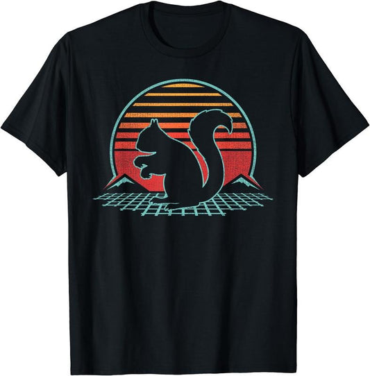 Squirrel Retro Vintage 80s Style Gift T-Shirt | Unisex Cotton Tee, Short Sleeve, Size S-5XL