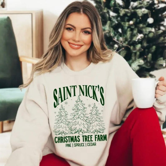 St Nicks Christmas Tree Farm Crewneck Sweatshirt