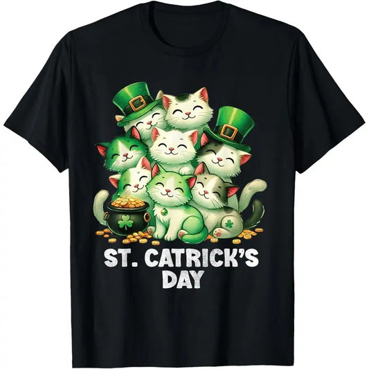 St Patricks Catricks Day Cats Saint Pattys Women Men Kids T-Shirt made in USA