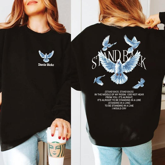 Stand Back Stevie Song Lyric Tee, Vintage Music Lover Shirt, Concert Outfit Sweatshirt for Fans,  Cotton, Short Sleeve, Casual Style - Top Womenswear