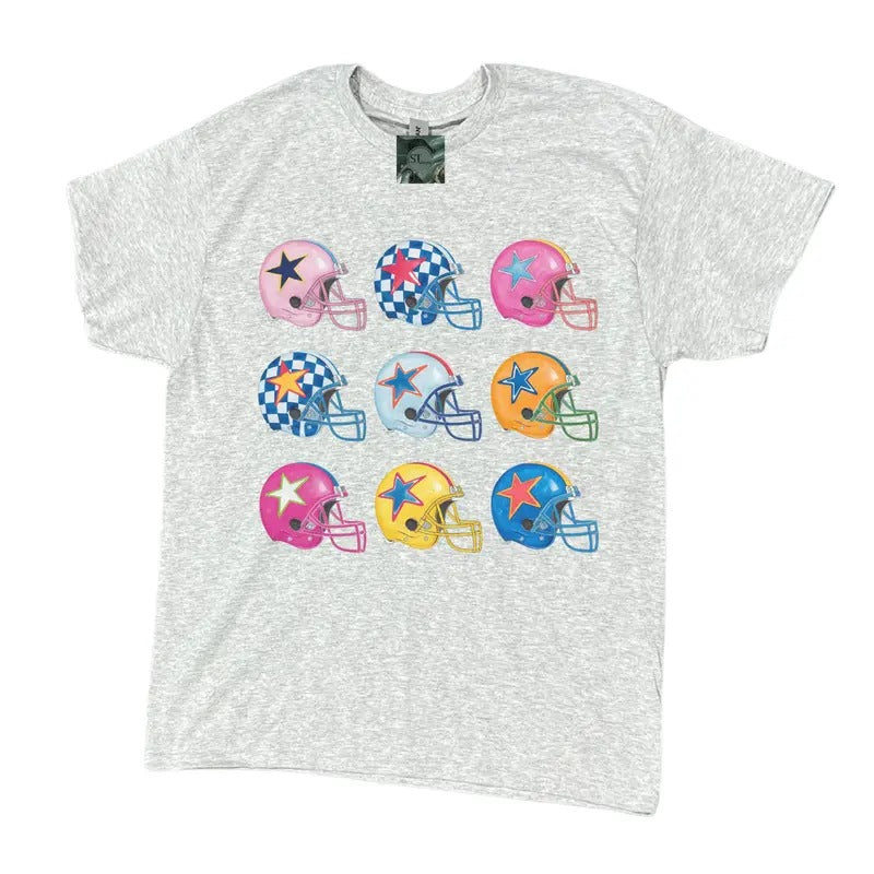 Star Football Helmet T-Shirt Longsleeve lightweight shirt plus sized options Womenswear Cotton Top graphic tees cute shirts