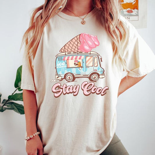 Stay Cool Shirt, Ice Cream Shirt, Summer Tee Women, Retro Summer , Beach Shirt, Summer Vibes Tee, Retro Vacation, Gift for her