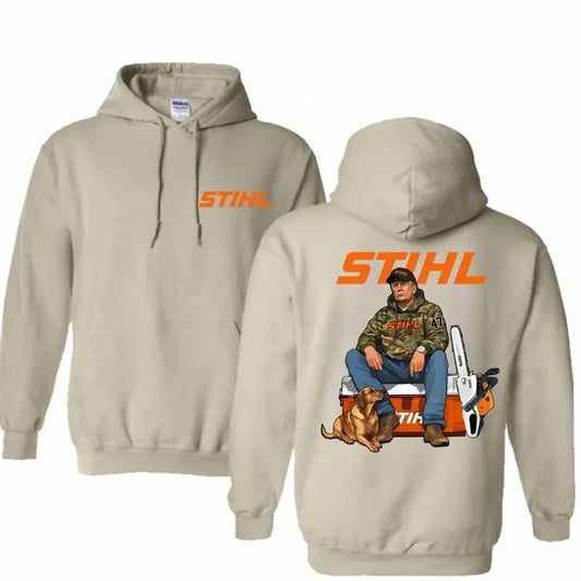 Stihl Trump Camo Workwear Hoodie, Trump with Chainsaw Graphic Hoodie, Stihl Fan For Mens, Trump Stihl cotton Hoodie