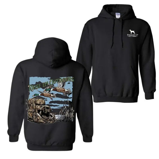 Straight Up Southern Hoodie  Camo Country Hoodies, Raise 'Em Outdoors Design, Comfortable and Stylish, Perfect for Outdoor