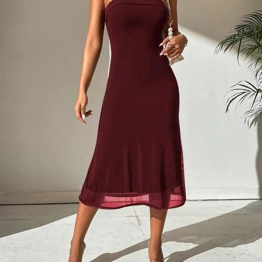Strapless Midi Dress Tube Top Off Shoulder Sleeveless Fitted Cocktail Club Party Formal Long Dresses