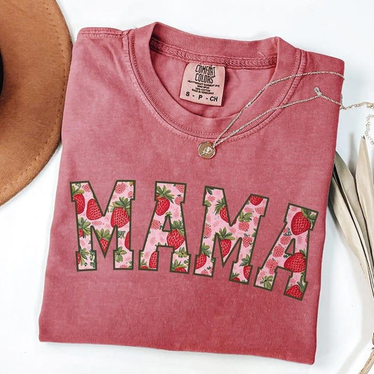 Strawberry Mama T Shirt Comfort Colors, Strawberry Mom Shirt, First Mothers Day Gift For Mama Tshirt, Baby Announcement, New Mom Gift