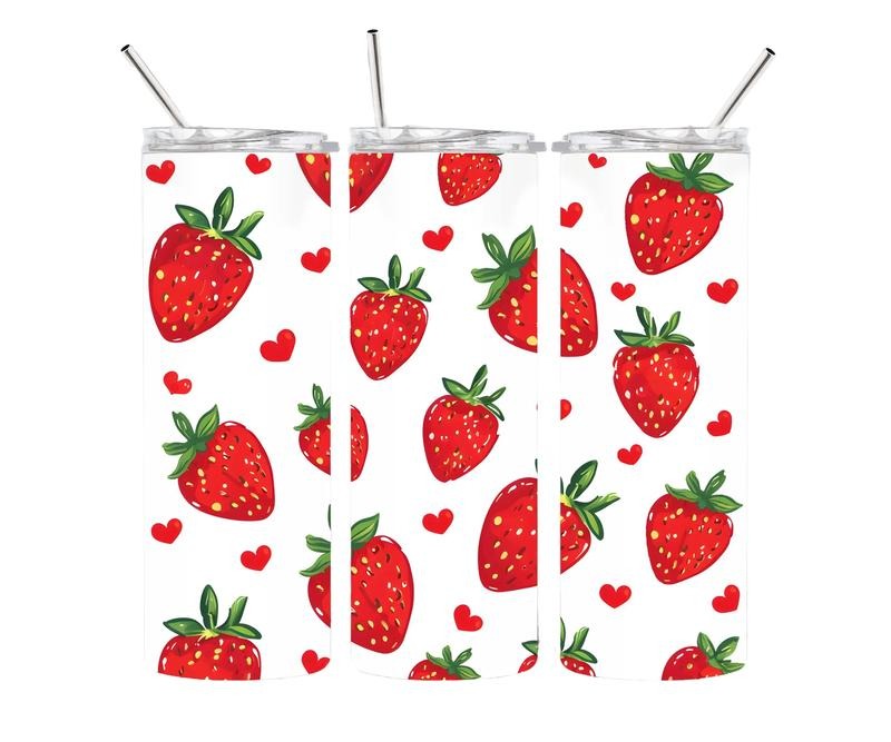 Strawberry Print 20oz Stainless steel tumbler