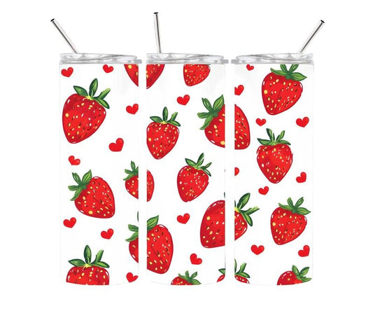 Strawberry Print 20oz Stainless steel tumbler
