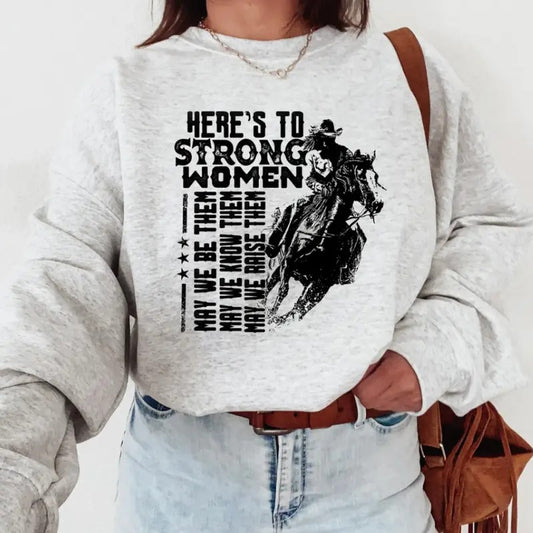 Strong Women Sweatshirt, Crewneck Graphic SweatShirt, cowgirl outfits, western outfit women, western tops, western tops, rodeo outfits women, shirt sweatshirt hoodie
