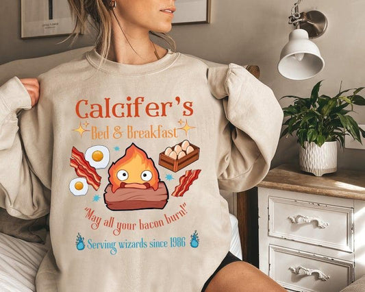 Studio Ghibli Calcifer Sweatshirt T-Shirt, May All Your Bacon Burn, A heart's A Heavy Burden, Ghibli Studio Shirt, Howls Moving Castle Shirt, Calcifer Sweatshirt, Ghibli Calcifer Shirt, Hayao Miyazaki, Anime Lover Sweater
