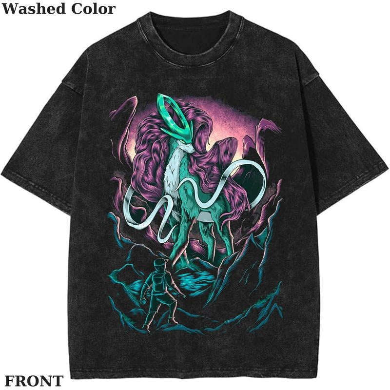 Suicune Legendary Pokemon Graphic T-Shirt, Pokemon T-Shirt, PKM Shirt, Anime Funny Shirt, Vintage Tee Streetwear Shortsleeve Printed Womenswear Top