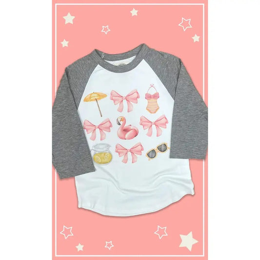 Summer Coquette Bows Youth Graphic Raglan